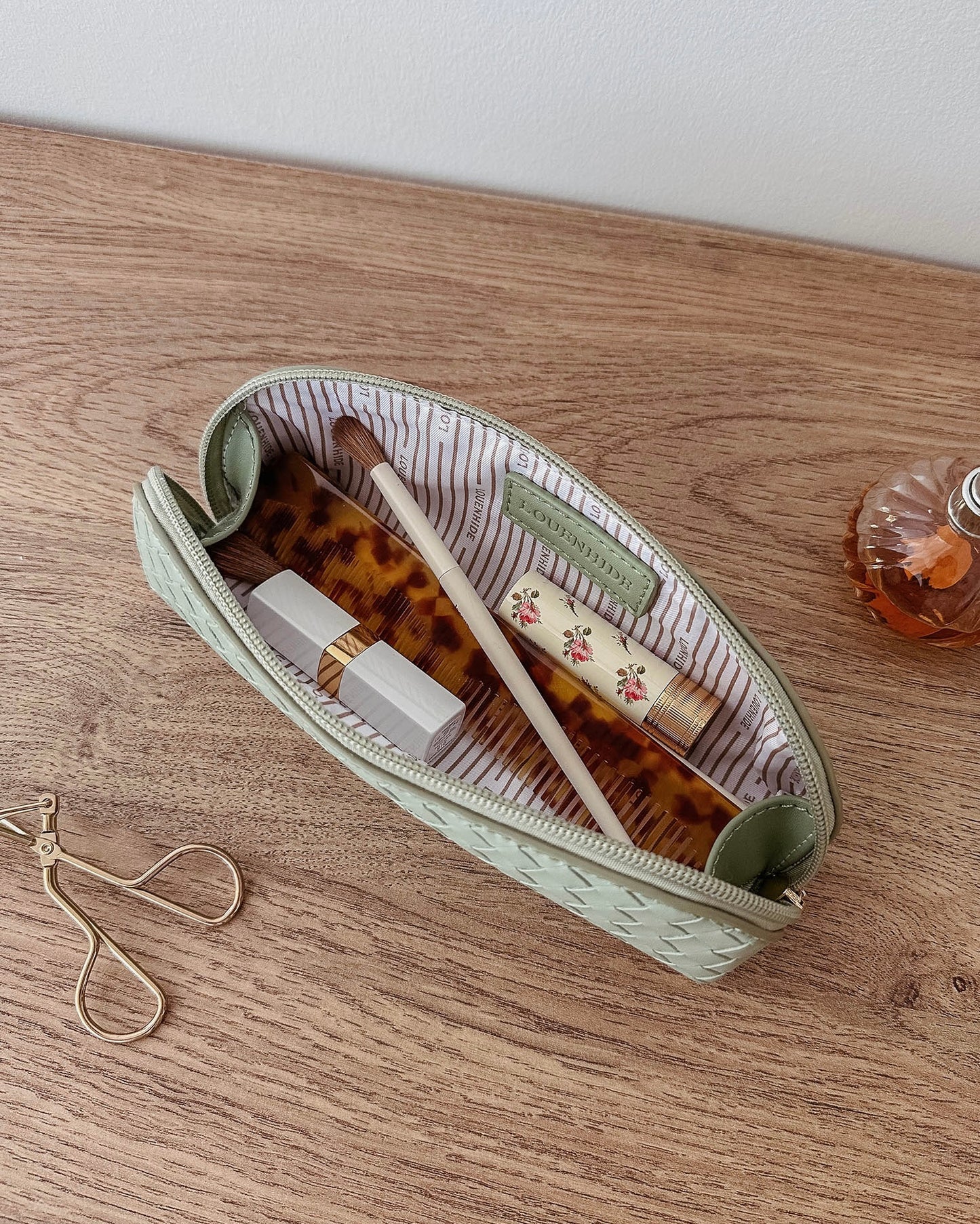 Lucinda Jayne Woven Makeup Bag Set (Sage Green)