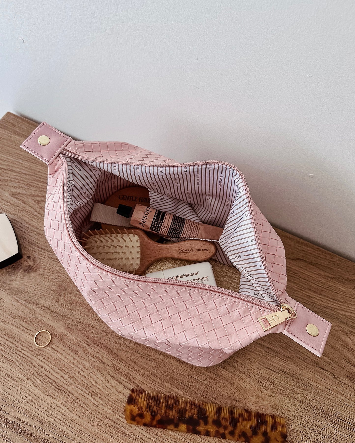 Lucinda Jayne Woven Makeup Bag Set (Pink)