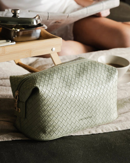 Lucinda Jayne Woven Makeup Bag Set (Sage Green)