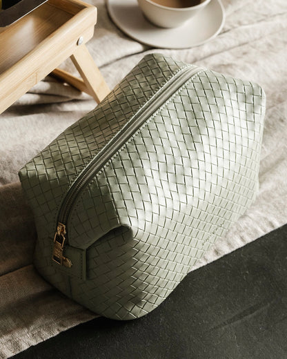 Lucinda Jayne Woven Makeup Bag Set (Sage Green)