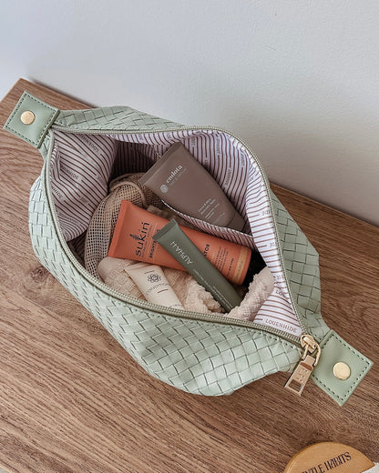 Lucinda Jayne Woven Makeup Bag Set (Sage Green)