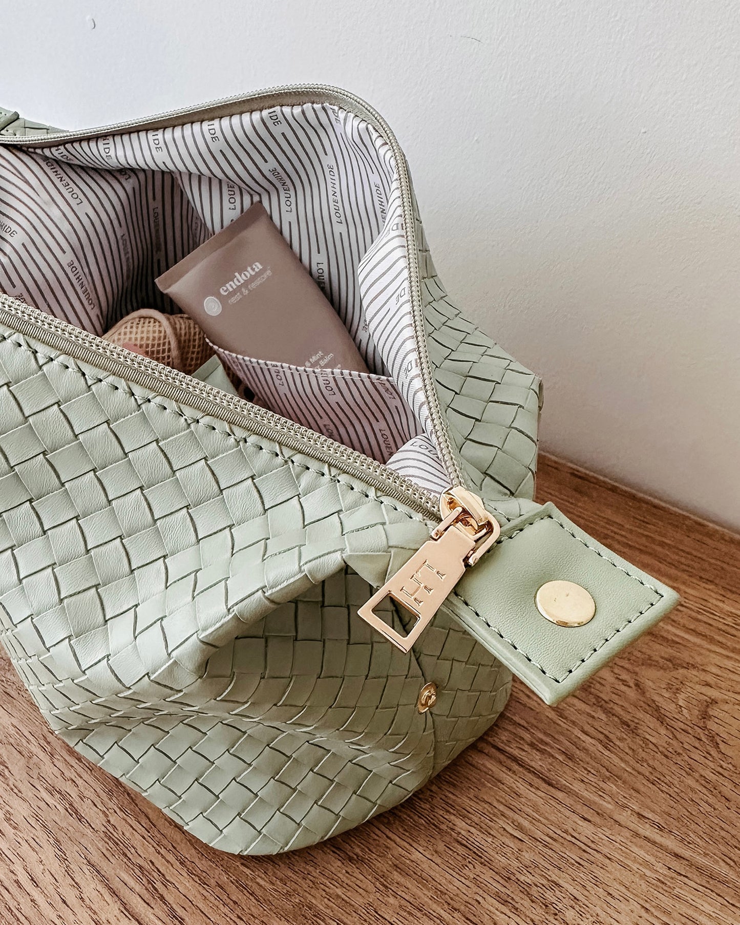Lucinda Jayne Woven Makeup Bag Set (Sage Green)