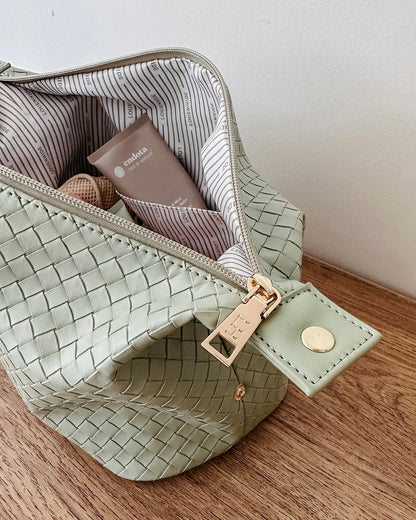 Lucinda Jayne Woven Makeup Bag Set (Sage Green)