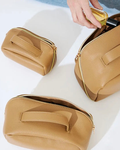 Maddie Makeup Bag Trio (Beige)
