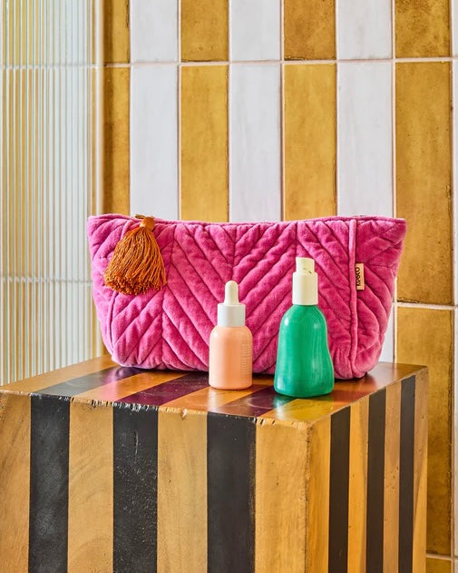 Velvet Toiletry Bag (Pink)
