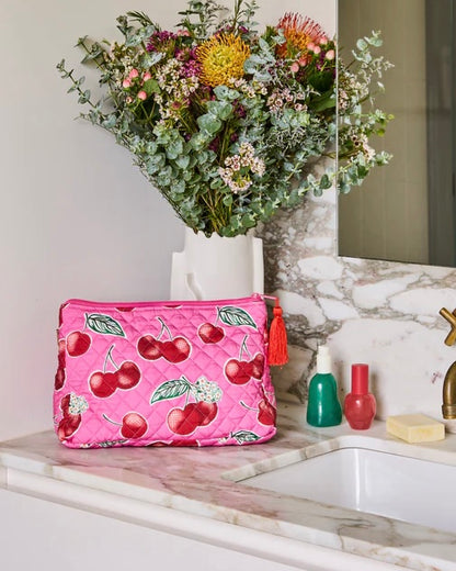 Quilted Cotton Toiletry Purse (Cherry Blossom)