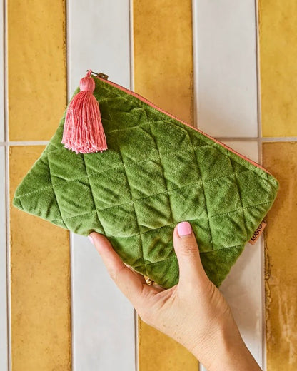 Velvet Cosmetic Purse (Moss)