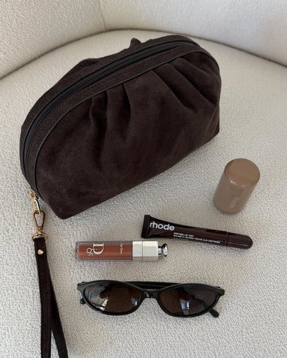Sarski Suedette Makeup Bag (Chocolate)