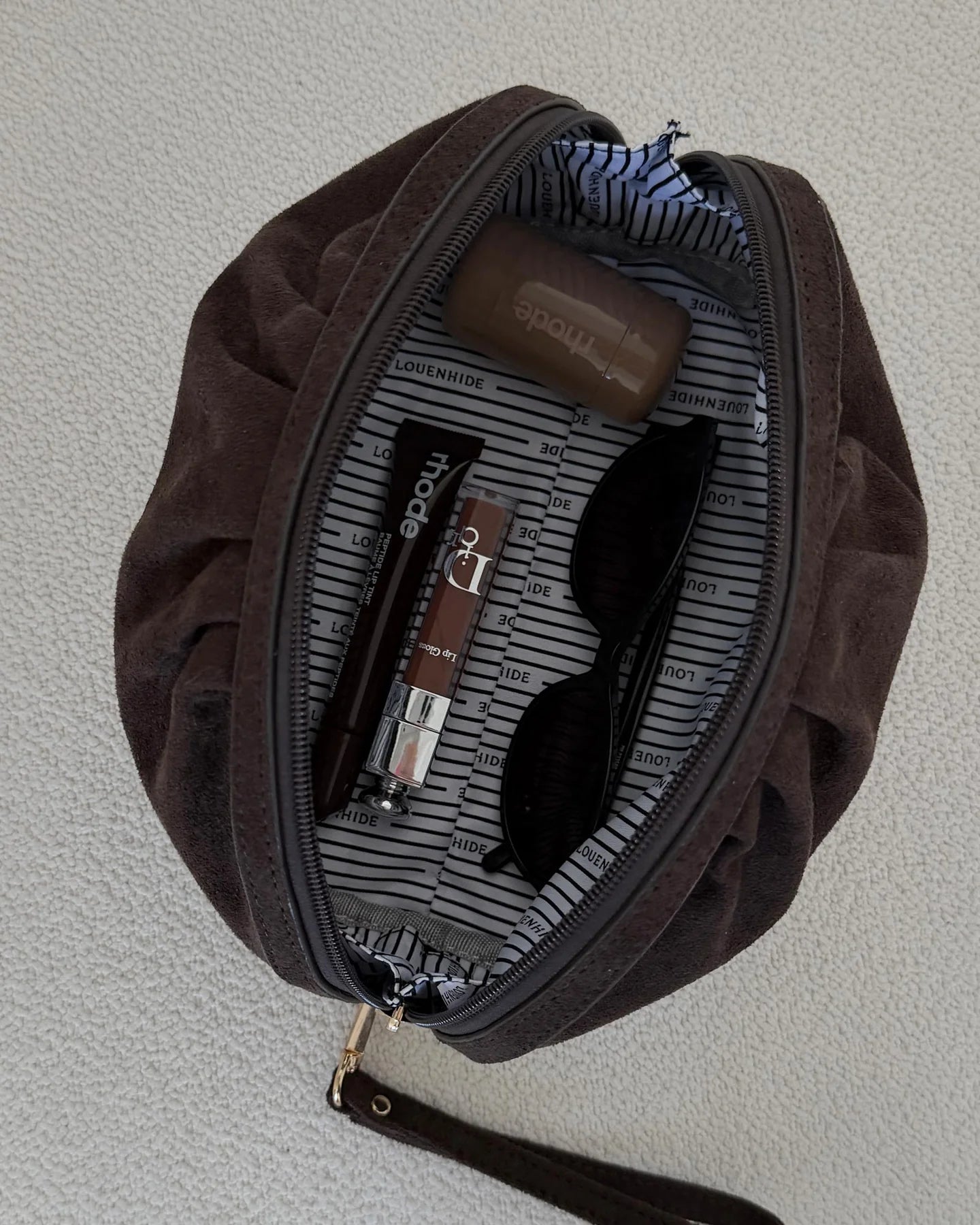 Sarski Suedette Makeup Bag (Chocolate)