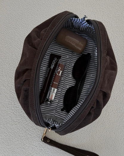 Sarski Suedette Makeup Bag (Chocolate)