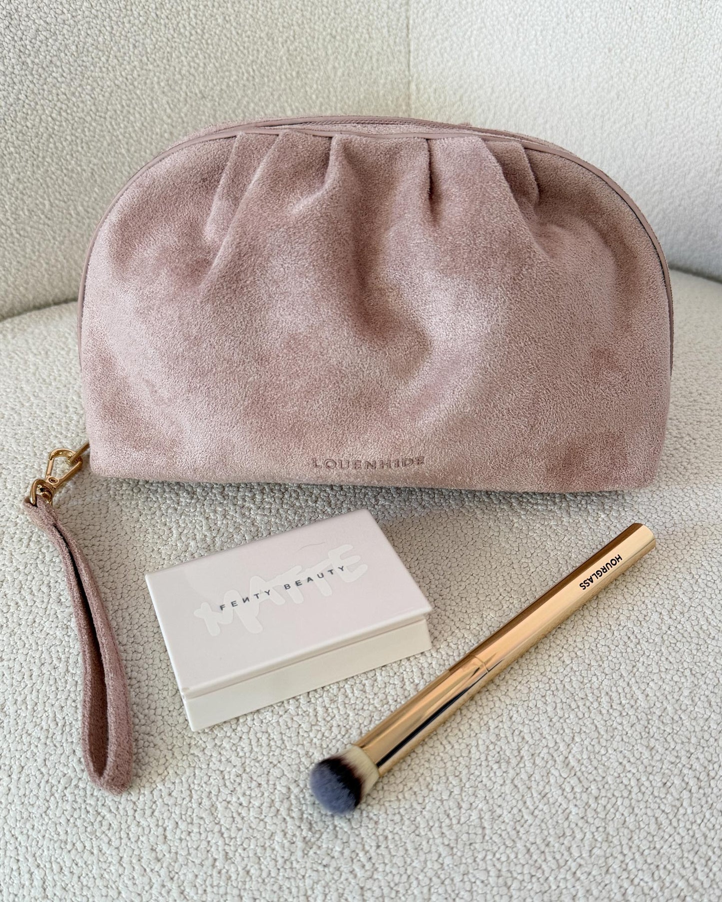 Sarski Suedette Makeup Bag (Pale Pink)