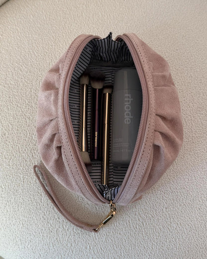 Sarski Suedette Makeup Bag (Pale Pink)