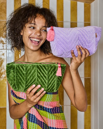 Velvet Toiletry Bag (Moss)