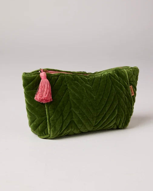 Velvet Toiletry Bag (Moss)