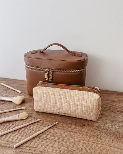 Brianna Makeup Bag & Brush Set (Tan)