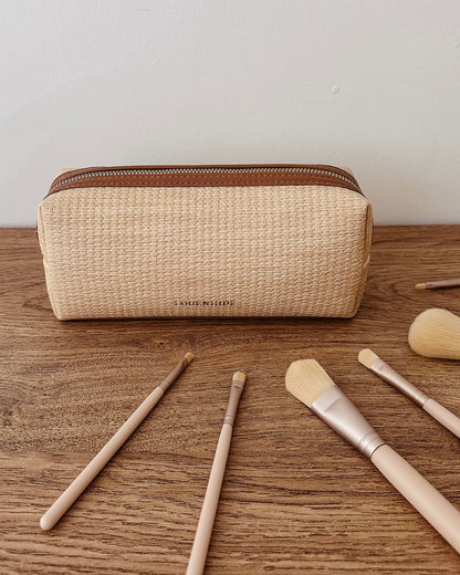 Brianna Makeup Bag & Brush Set (Tan)
