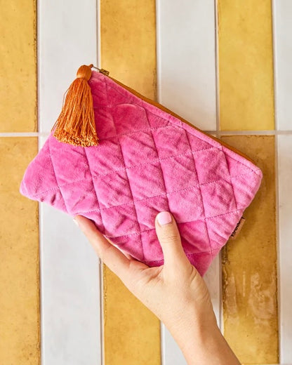 Velvet Cosmetic Purse (Pink)