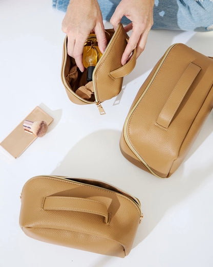 Maddie Makeup Bag Trio (Beige)