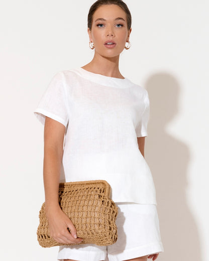 Lucie Open Weave Clutch/Bag (Natural)