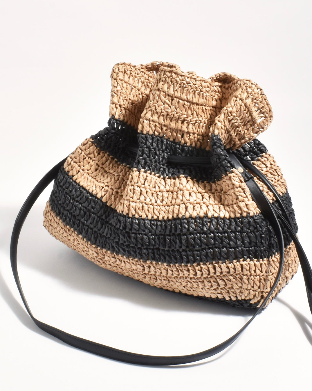 Eloise Drawstring Bag (Black/Natural Stripe)