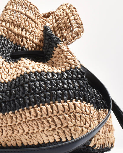 Eloise Drawstring Bag (Black/Natural Stripe)