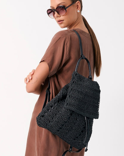 Charlie Paper Weave Backpack (Black)