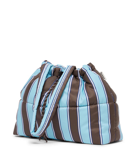 Scrunch Base Bag (Chocolate/Blue Stripe)