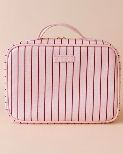 Makeup Bag/Toiletry Bag (Rosé Pinstripe)