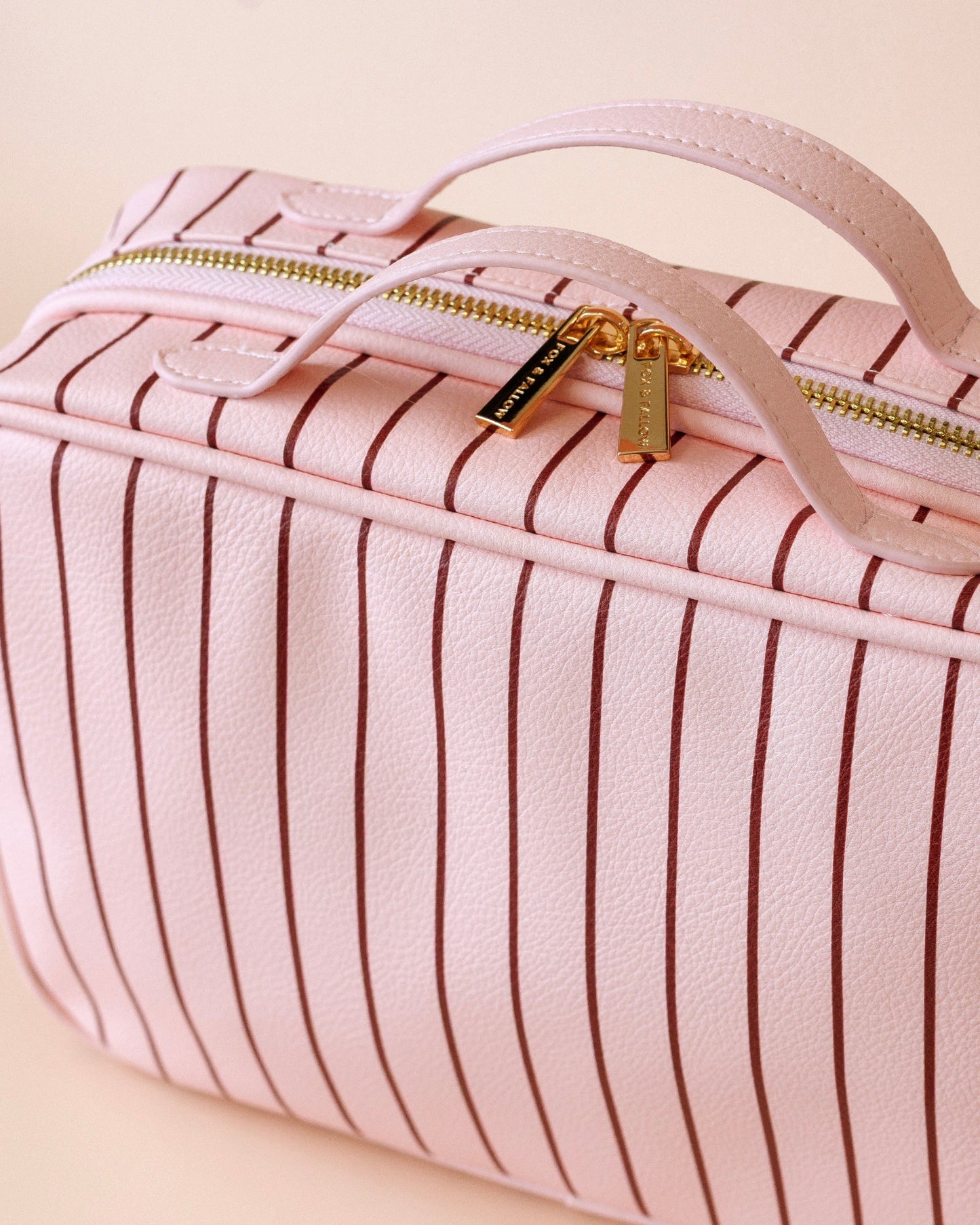 Makeup Bag/Toiletry Bag (Rosé Pinstripe)
