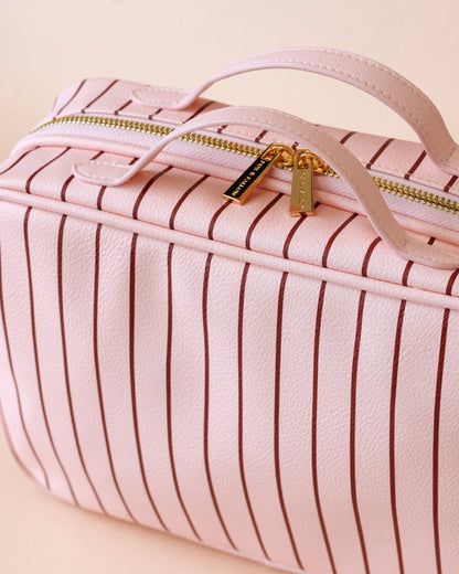 Makeup Bag/Toiletry Bag (Rosé Pinstripe)