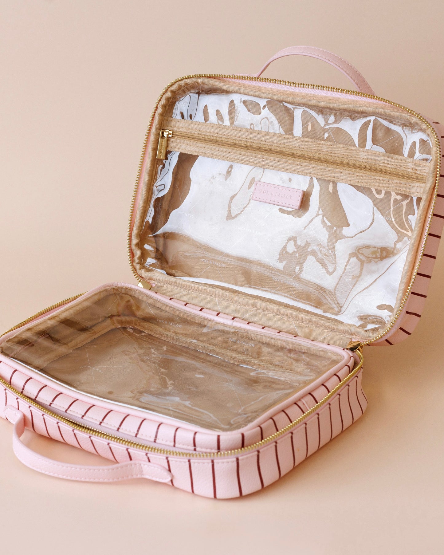 Makeup Bag/Toiletry Bag (Rosé Pinstripe)
