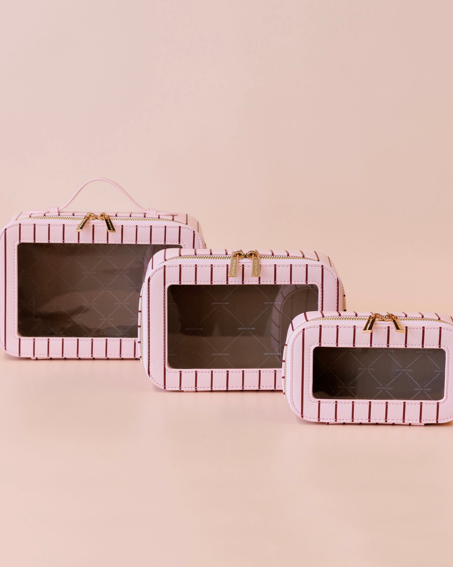 Nested Cosmetic Trio (Rosé Pinstripe)