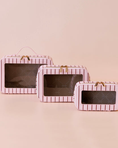 Nested Cosmetic Trio (Rosé Pinstripe)