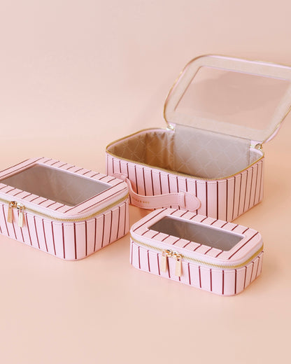 Nested Cosmetic Trio (Rosé Pinstripe)