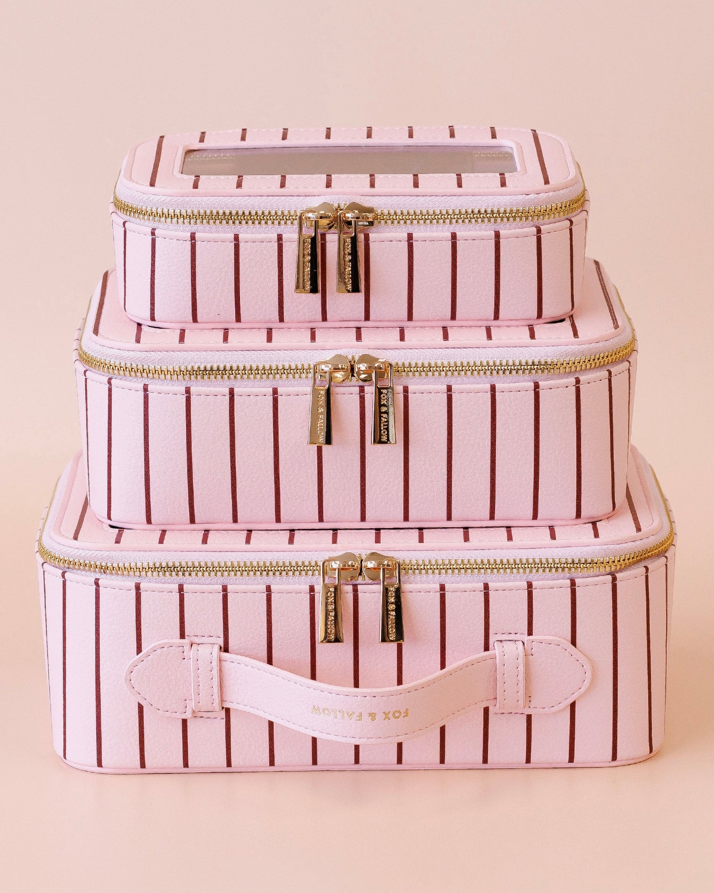 Nested Cosmetic Trio (Rosé Pinstripe)