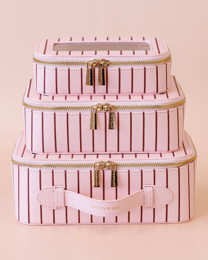 Nested Cosmetic Trio (Rosé Pinstripe)