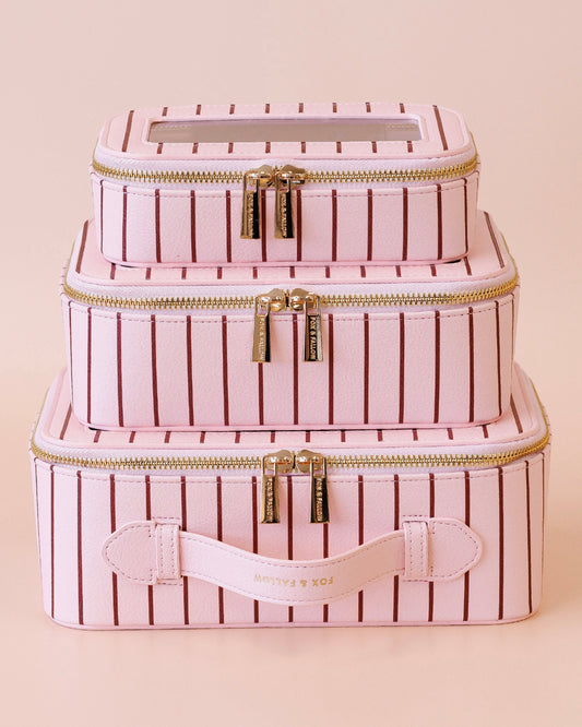 Nested Cosmetic Trio (Rosé Pinstripe)