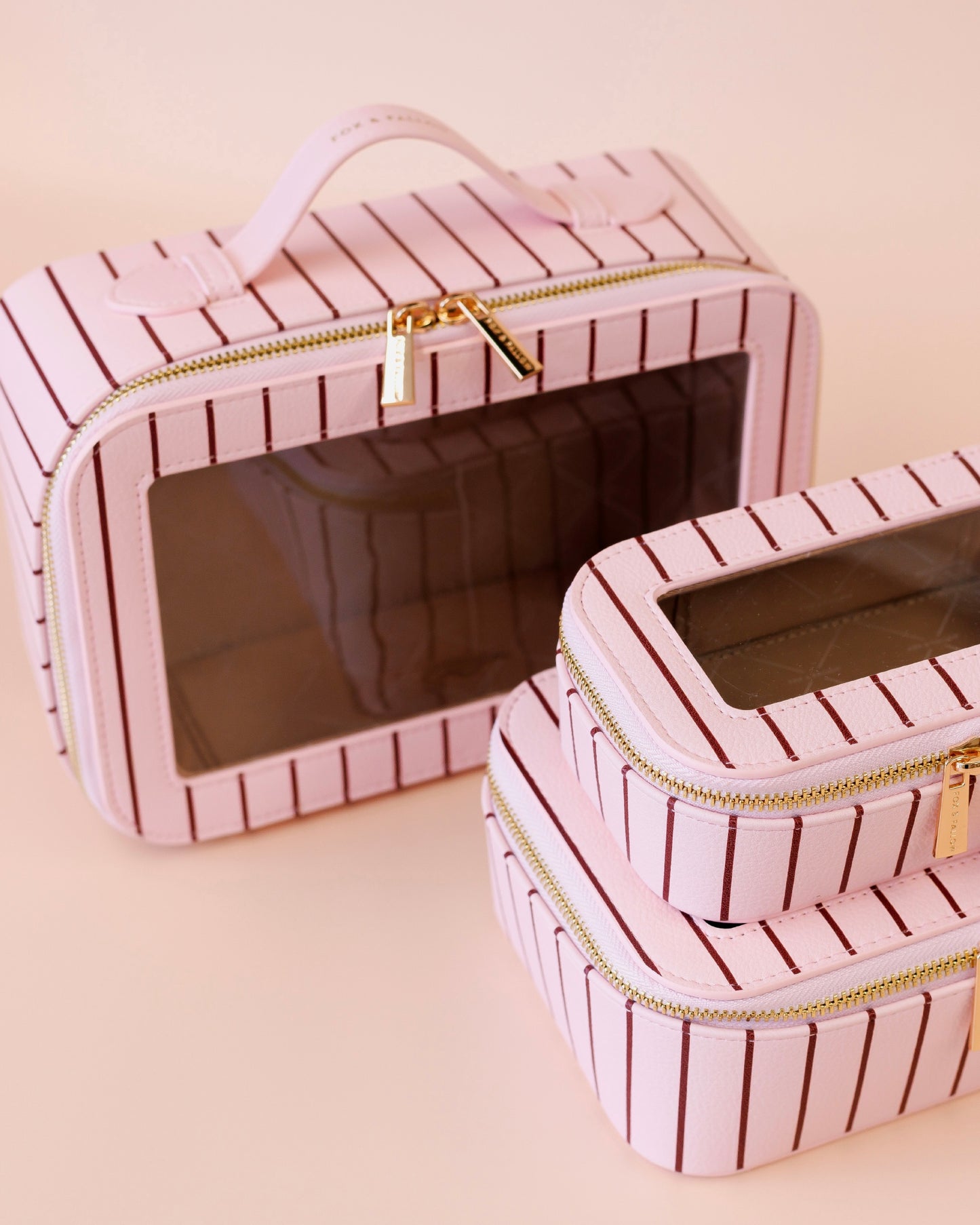 Nested Cosmetic Trio (Rosé Pinstripe)