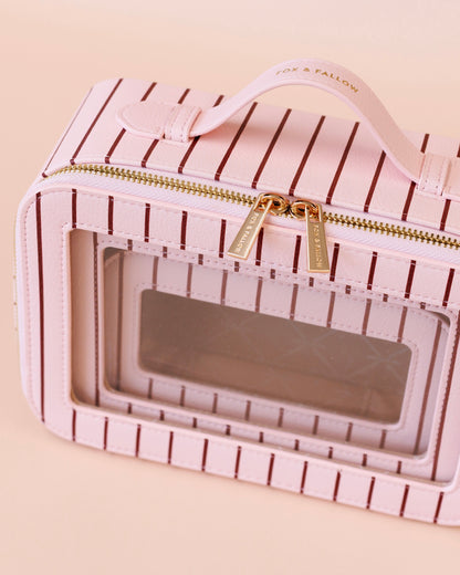 Nested Cosmetic Trio (Rosé Pinstripe)