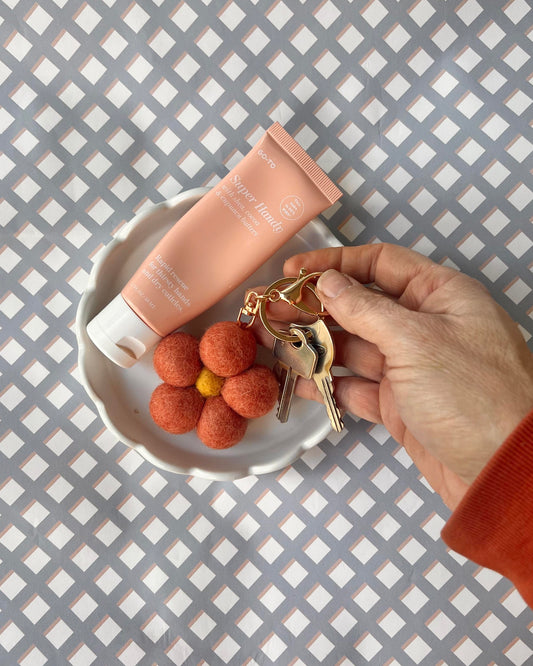 Felt Flower Key Ring (Rust)