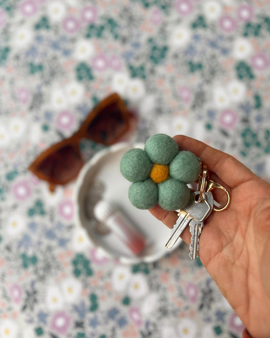 Felt Flower Key Ring (Turquoise)