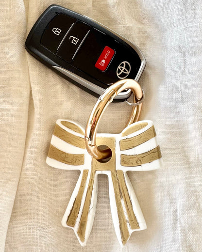 Bow Resin Keyring (Beige)