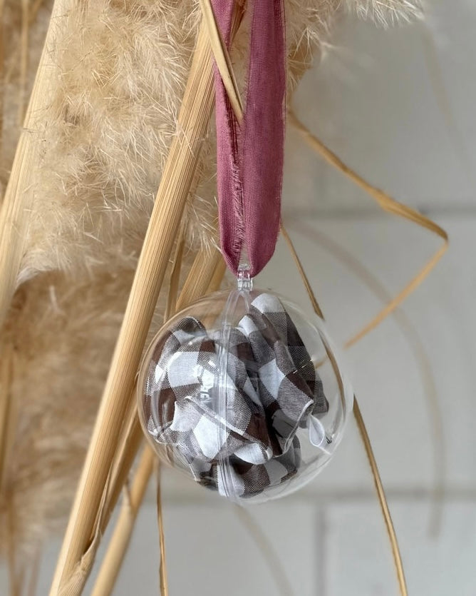 Christmas Bauble Scrunchie (Chocolate Gingham)