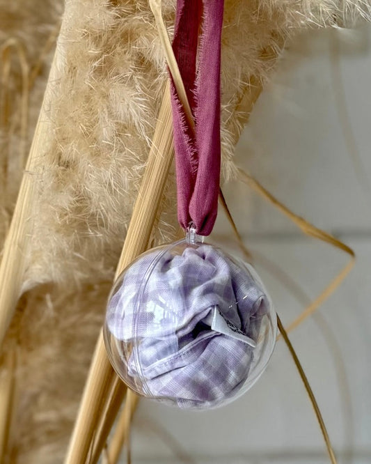 Christmas Bauble Scrunchie (Lilac Gingham)