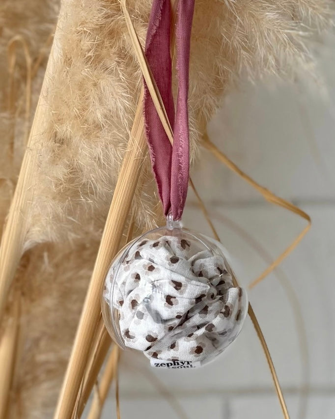 Christmas Bauble Scrunchie (Soft Leopard)