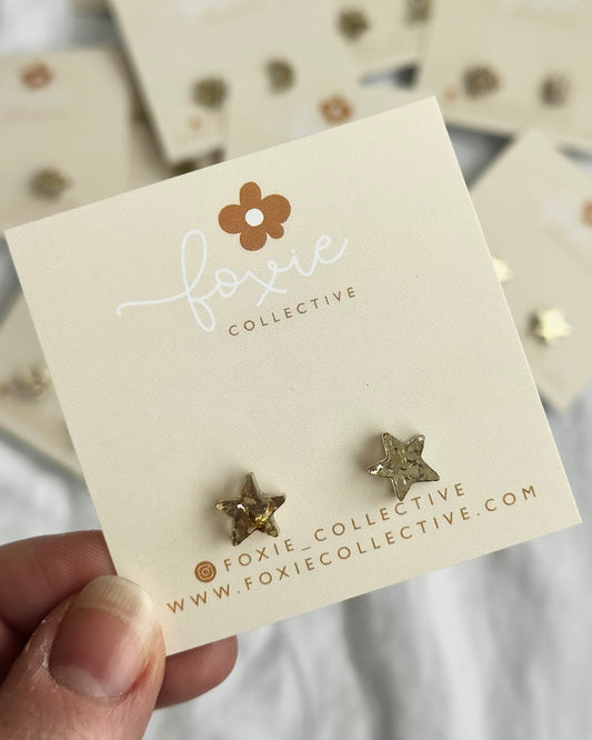 Mini Star Studs (Gold Sparkle)