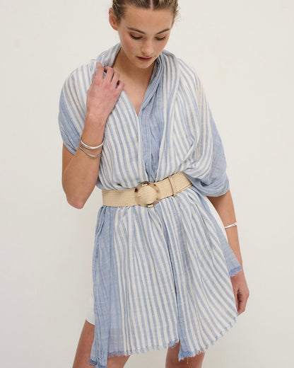 Lightweight Cotton Scarf (Blue Stripe)