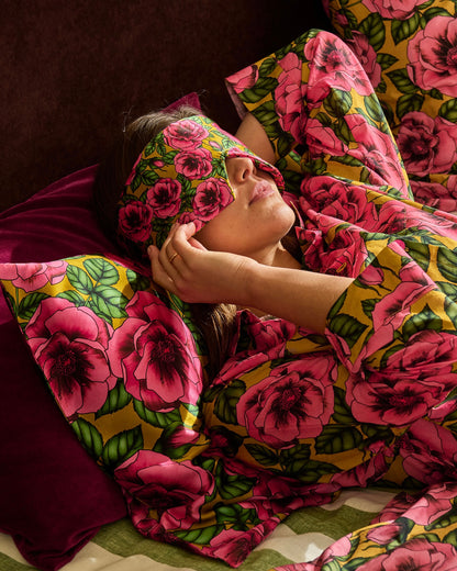 Block Out Silk Eye Mask (Golden Peony)