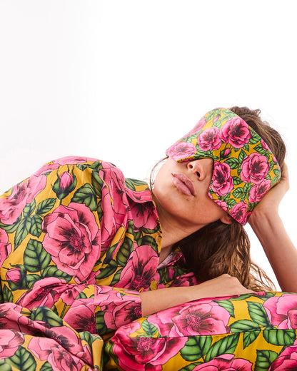 Block Out Silk Eye Mask (Golden Peony)