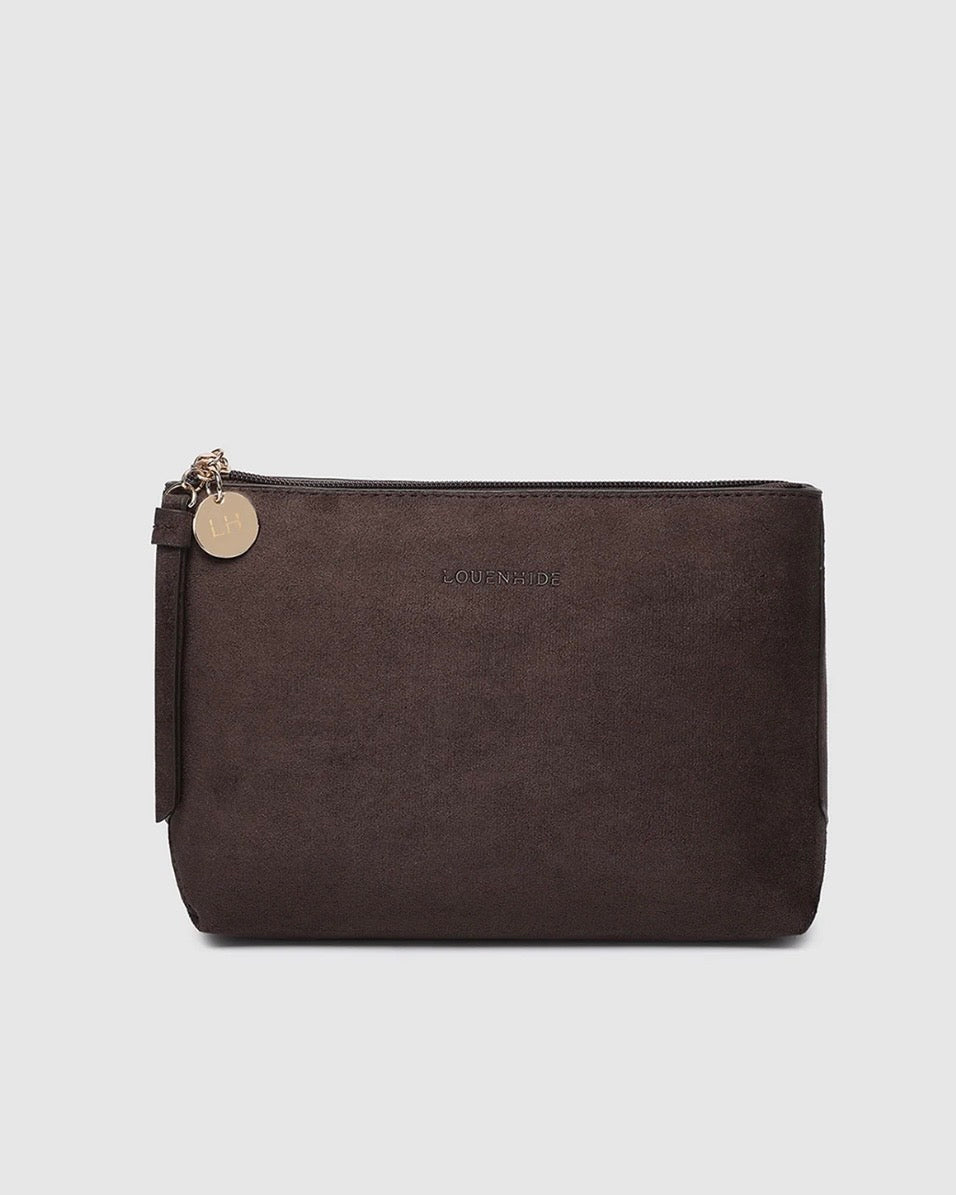 Sawyer Tote and Pouch Set (Chocolate Suedette)